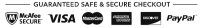 Guaranteed Safe & Secure Checkout - McAfee, Visa, MasterCard, American Express, Discover, PayPal